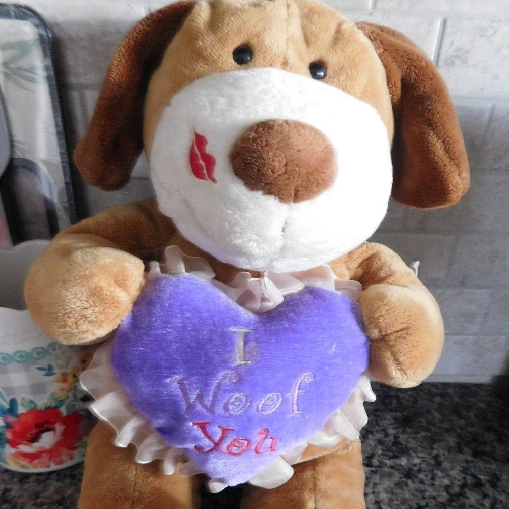 I Woof You Soft Plush Brown Dog